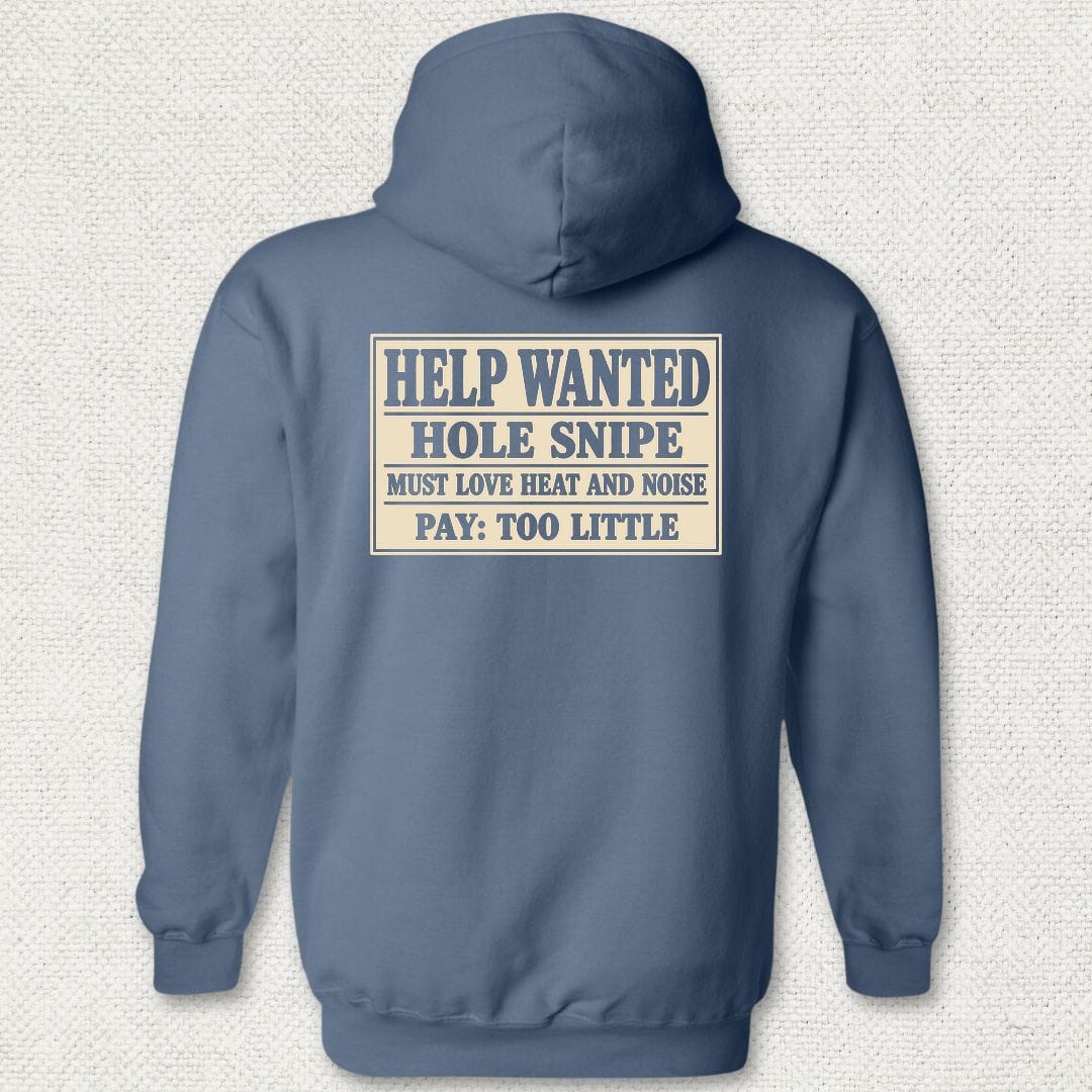 NavyHumor Hoodie Heather Navy / S Hole Snipe Help Wanted Hoodie