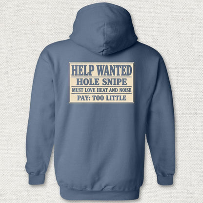 NavyHumor Hoodie Heather Navy / S Hole Snipe Help Wanted Hoodie