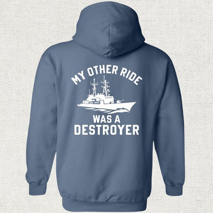 NavyHumor Hoodie Heather Navy / S My Other Ride Was A Destroyer Hoodie