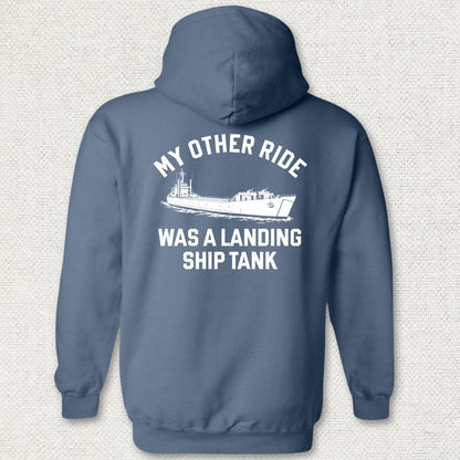 NavyHumor Hoodie Heather Navy / S My Other Ride Was A Landing Ship Tank Hoodie
