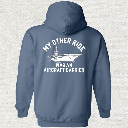 NavyHumor Hoodie Heather Navy / S My Other Ride Was An Aircraft Carrier Hoodie