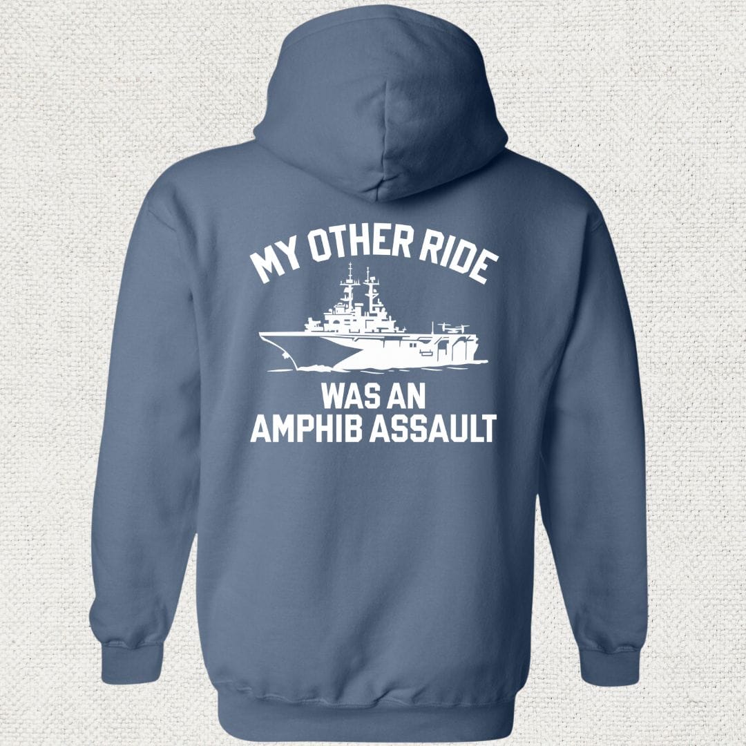 NavyHumor Hoodie Heather Navy / S My Other Ride Was An Amphib Assault Hoodie