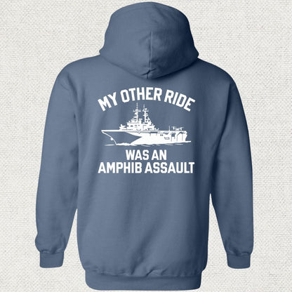 NavyHumor Hoodie Heather Navy / S My Other Ride Was An Amphib Assault Hoodie