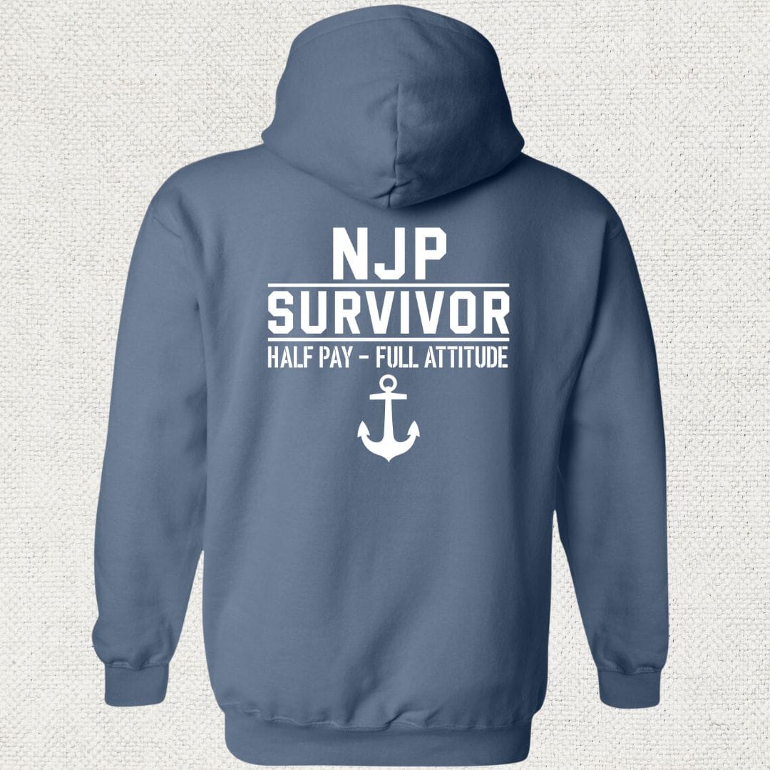 NavyHumor Hoodie Heather Navy / S NJP Survivor Half Pay Hoodie