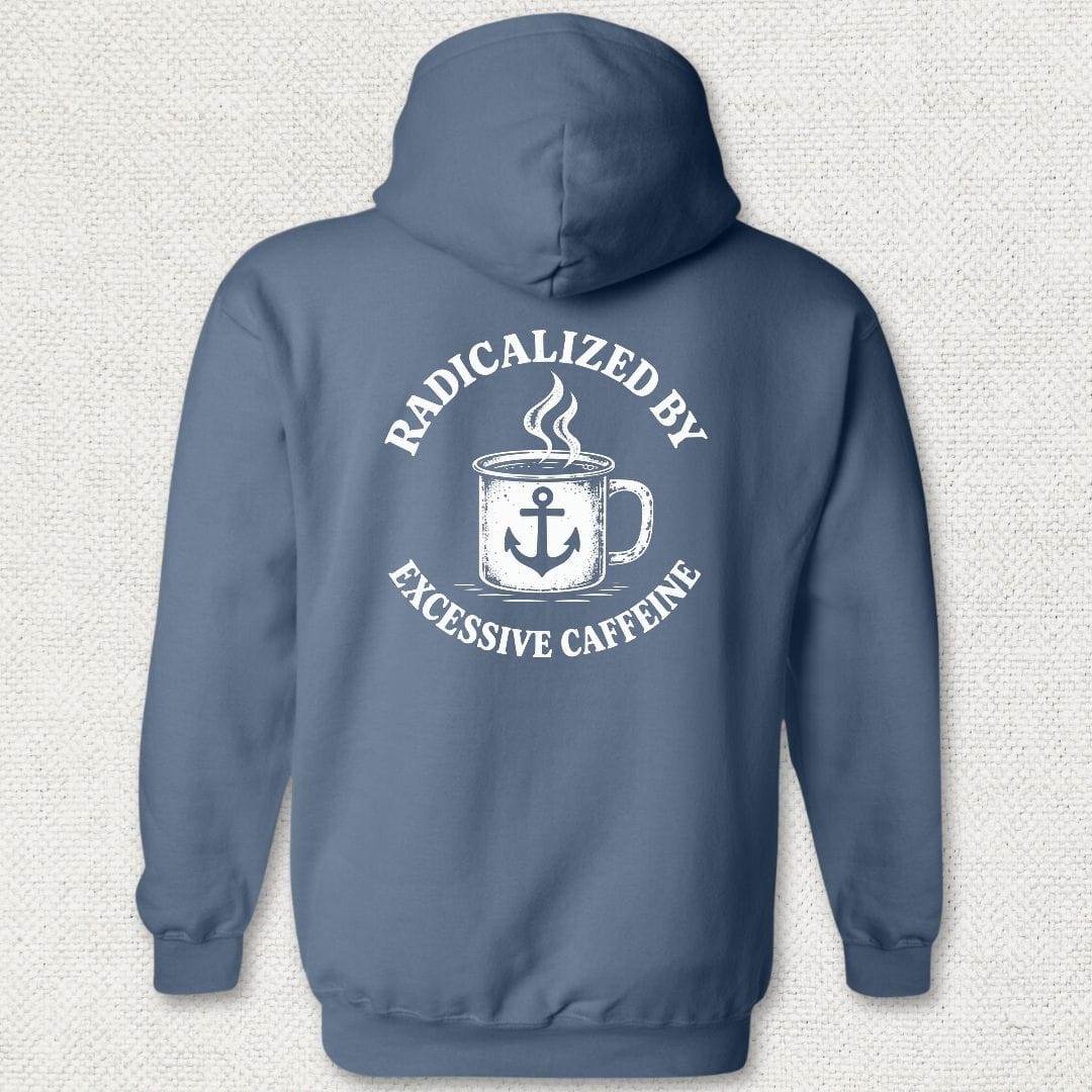 NavyHumor Hoodie Heather Navy / S Radicalized By Excessive Caffeine Hoodie