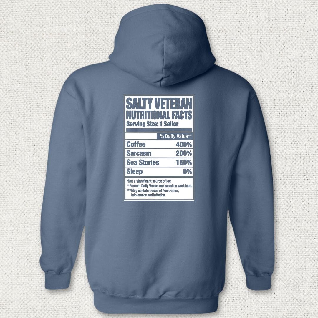 NavyHumor Hoodie Heather Navy / S Salty Veteran Nutritional Facts Hoodie