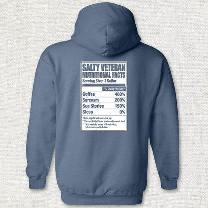 NavyHumor Hoodie Heather Navy / S Salty Veteran Nutritional Facts Hoodie