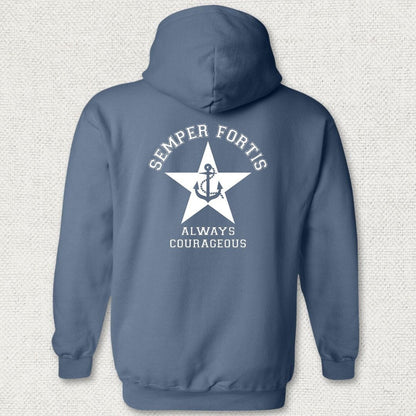 NavyHumor Hoodie Heather Navy / S Semper Fortis (Star & Anchor) Hoodie