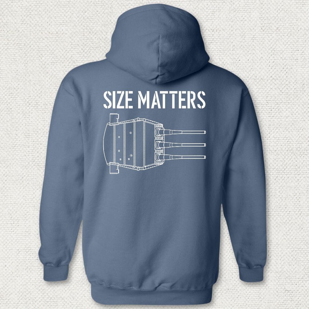 NavyHumor Hoodie Heather Navy / S Size Matters - Battleship Hoodie