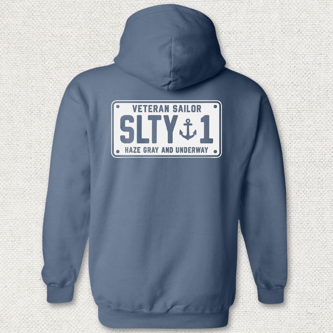 NavyHumor Hoodie Heather Navy / S Veteran Sailor License Plate Hoodie