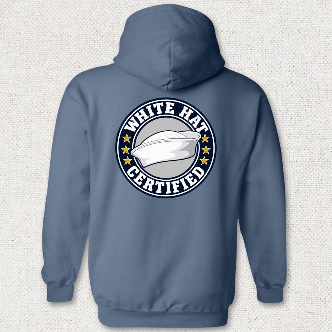 NavyHumor Hoodie Heather Navy / S White Hat Certified Hoodie