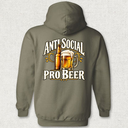 NavyHumor Hoodie Military Green / S Anti Social, Pro Beer Hoodie