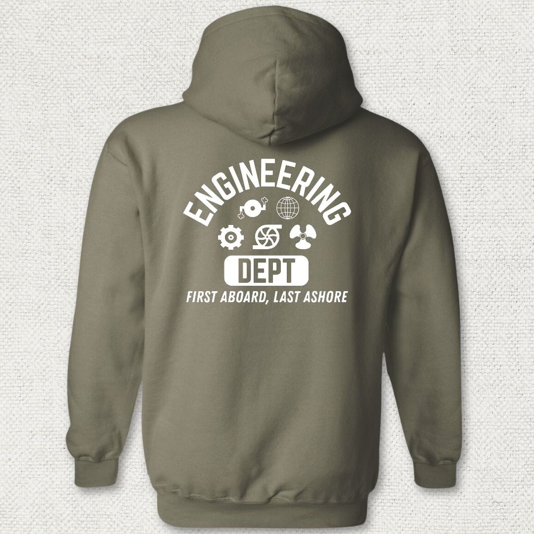 NavyHumor Hoodie Military Green / S Engineering - First Aboard Hoodie