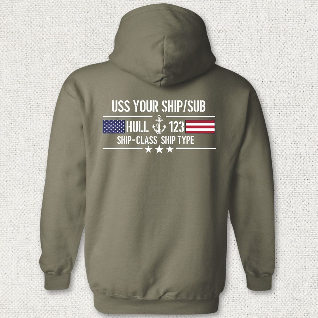 NavyHumor Hoodie Military Green / S Flag & Anchor - Add Your Command Hoodie
