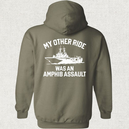 NavyHumor Hoodie Military Green / S My Other Ride Was An Amphib Assault Hoodie