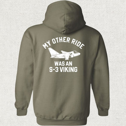 NavyHumor Hoodie Military Green / S My Other Ride Was An S-3 Viking Hoodie
