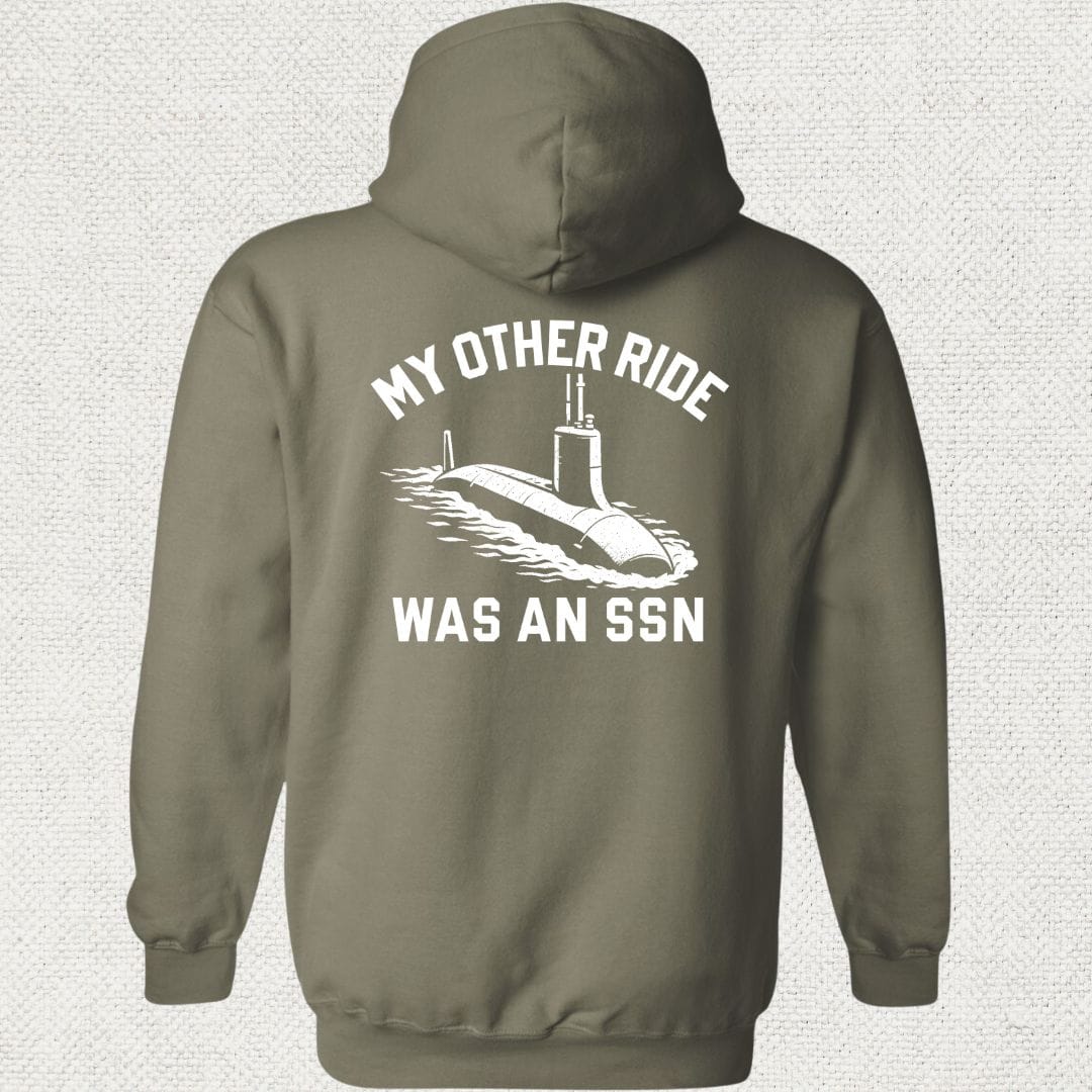 NavyHumor Hoodie Military Green / S My Other Ride Was An SSN Hoodie