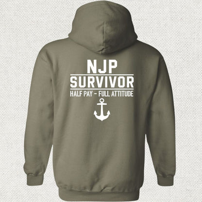 NavyHumor Hoodie Military Green / S NJP Survivor Half Pay Hoodie