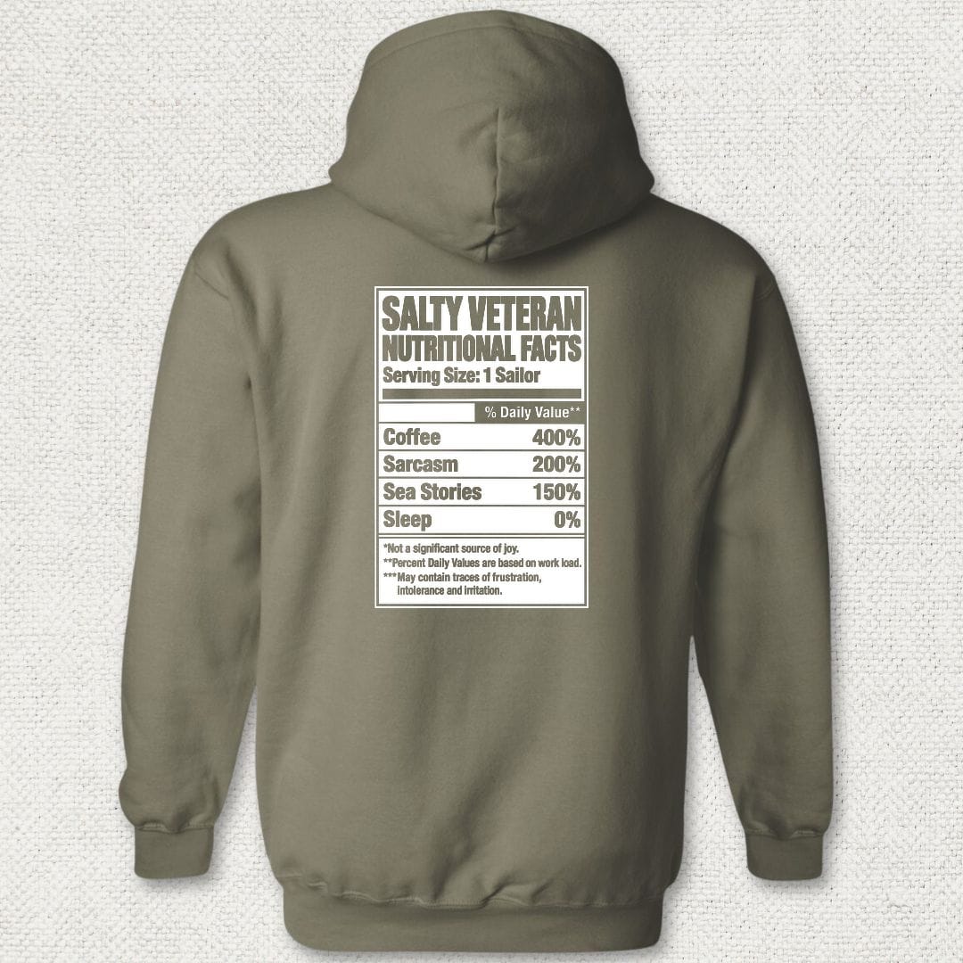 NavyHumor Hoodie Military Green / S Salty Veteran Nutritional Facts Hoodie