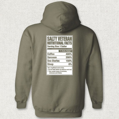 NavyHumor Hoodie Military Green / S Salty Veteran Nutritional Facts Hoodie