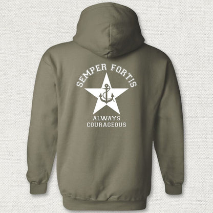 NavyHumor Hoodie Military Green / S Semper Fortis (Star & Anchor) Hoodie