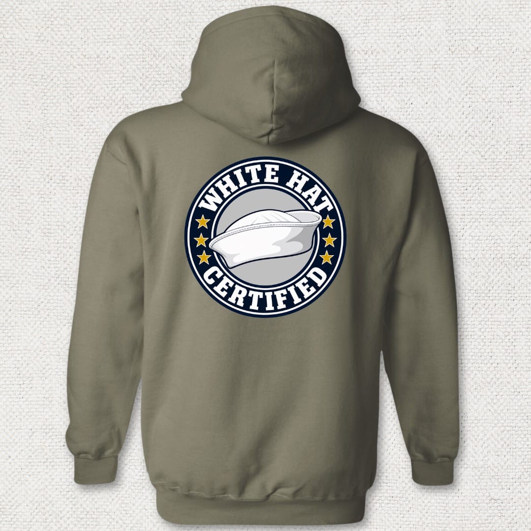 NavyHumor Hoodie Military Green / S White Hat Certified Hoodie