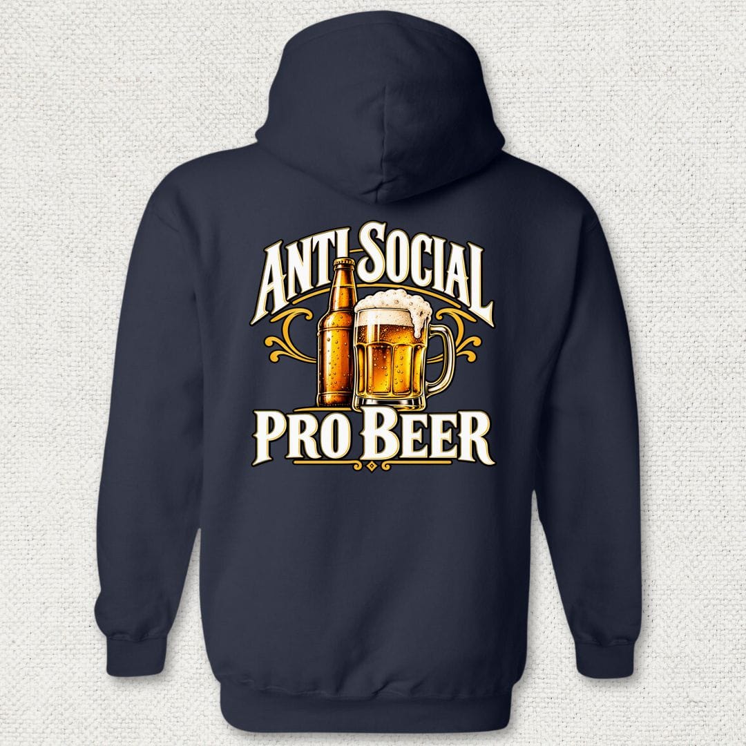 NavyHumor Hoodie Navy / S Anti Social, Pro Beer Hoodie