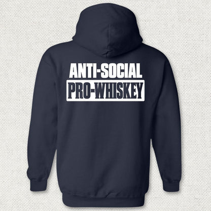 NavyHumor Hoodie Navy / S Anti-Social, Pro-Whiskey Hoodie