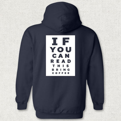NavyHumor Hoodie Navy / S Bring Coffee Eye Chart Hoodie