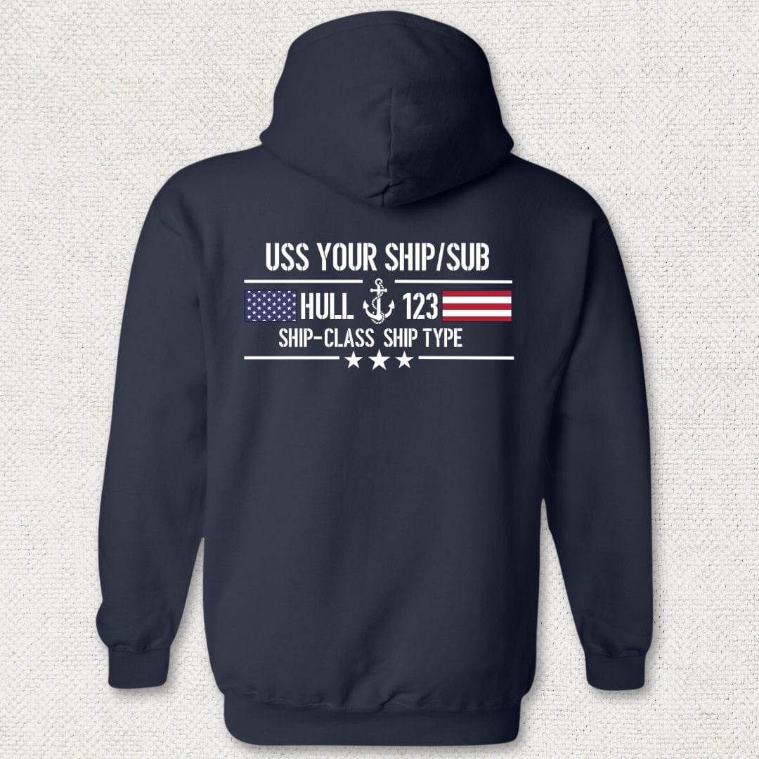 NavyHumor Hoodie Navy / S Flag & Anchor - Add Your Command Hoodie