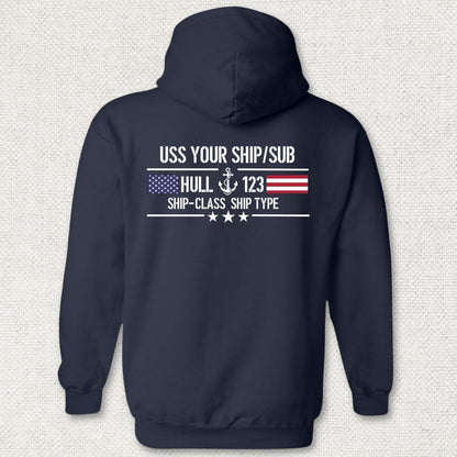NavyHumor Hoodie Navy / S Flag & Anchor - Add Your Command Hoodie