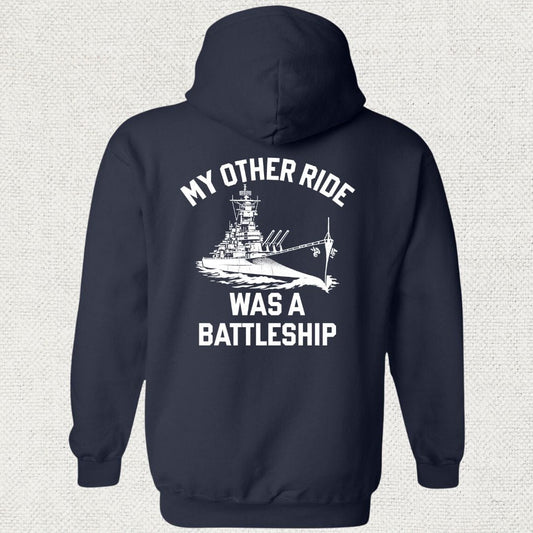 NavyHumor Hoodie Navy / S My Other Ride Was A Battleship Hoodie