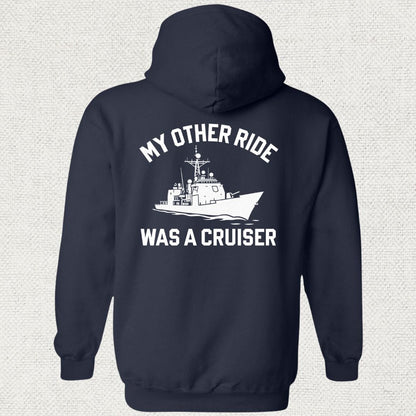 NavyHumor Hoodie Navy / S My Other Ride Was A Cruiser Hoodie