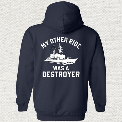 NavyHumor Hoodie Navy / S My Other Ride Was A Destroyer Hoodie