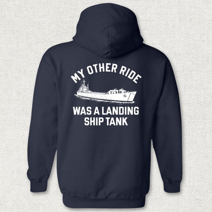 NavyHumor Hoodie Navy / S My Other Ride Was A Landing Ship Tank Hoodie