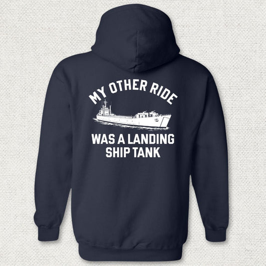NavyHumor Hoodie Navy / S My Other Ride Was A Landing Ship Tank Hoodie