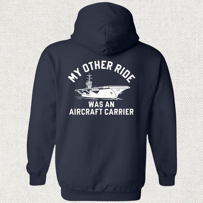 NavyHumor Hoodie Navy / S My Other Ride Was An Aircraft Carrier Hoodie