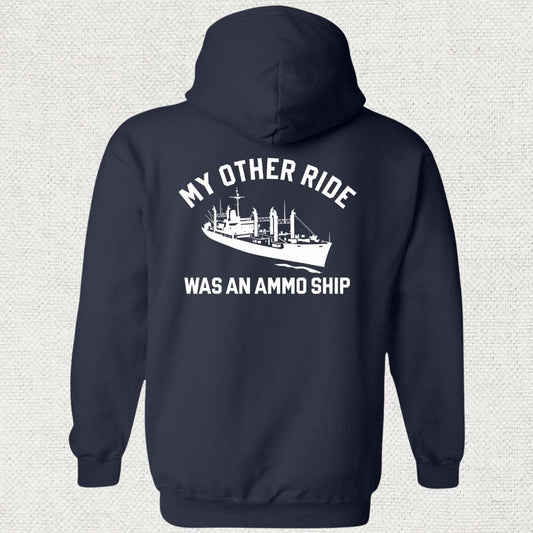 NavyHumor Hoodie Navy / S My Other Ride Was An Ammo Ship Hoodie