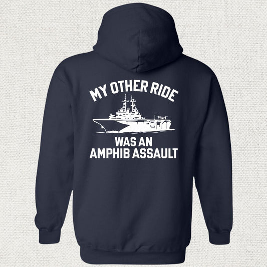 NavyHumor Hoodie Navy / S My Other Ride Was An Amphib Assault Hoodie