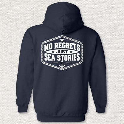 NavyHumor Hoodie Navy / S No Regrets, Just Sea Stories Hoodie