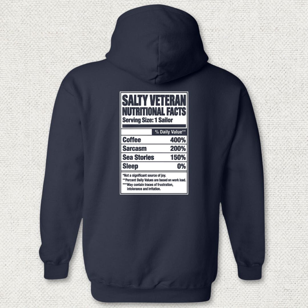 NavyHumor Hoodie Navy / S Salty Veteran Nutritional Facts Hoodie