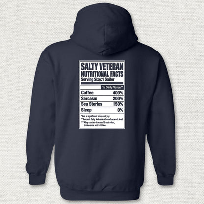 NavyHumor Hoodie Navy / S Salty Veteran Nutritional Facts Hoodie