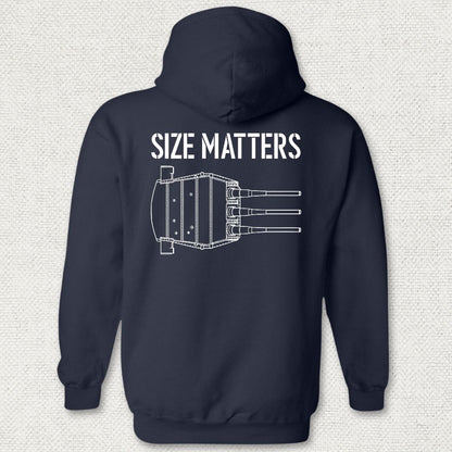 NavyHumor Hoodie Navy / S Size Matters - Battleship Hoodie