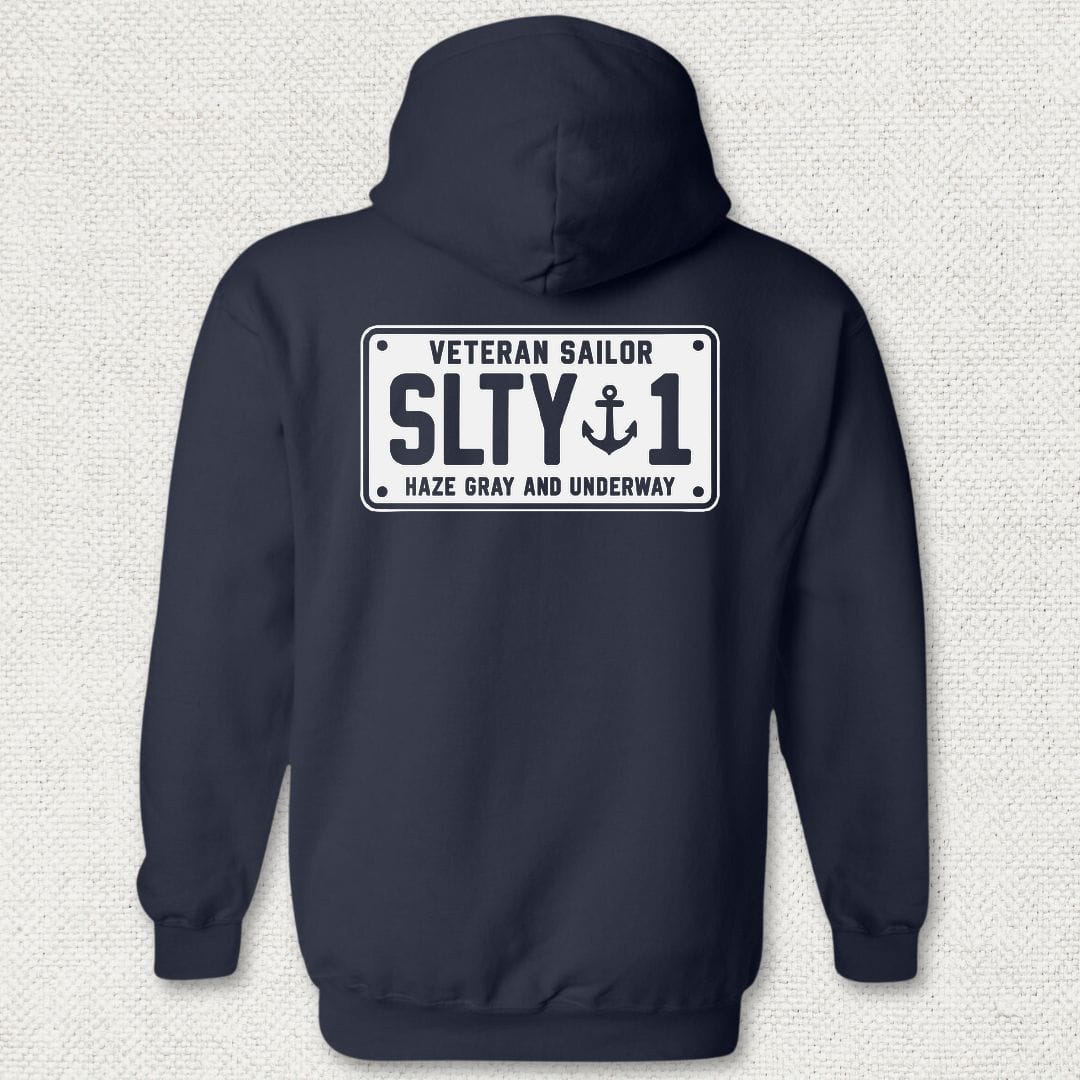NavyHumor Hoodie Navy / S Veteran Sailor License Plate Hoodie