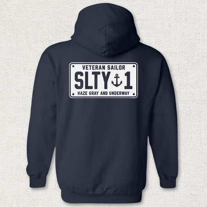 NavyHumor Hoodie Navy / S Veteran Sailor License Plate Hoodie
