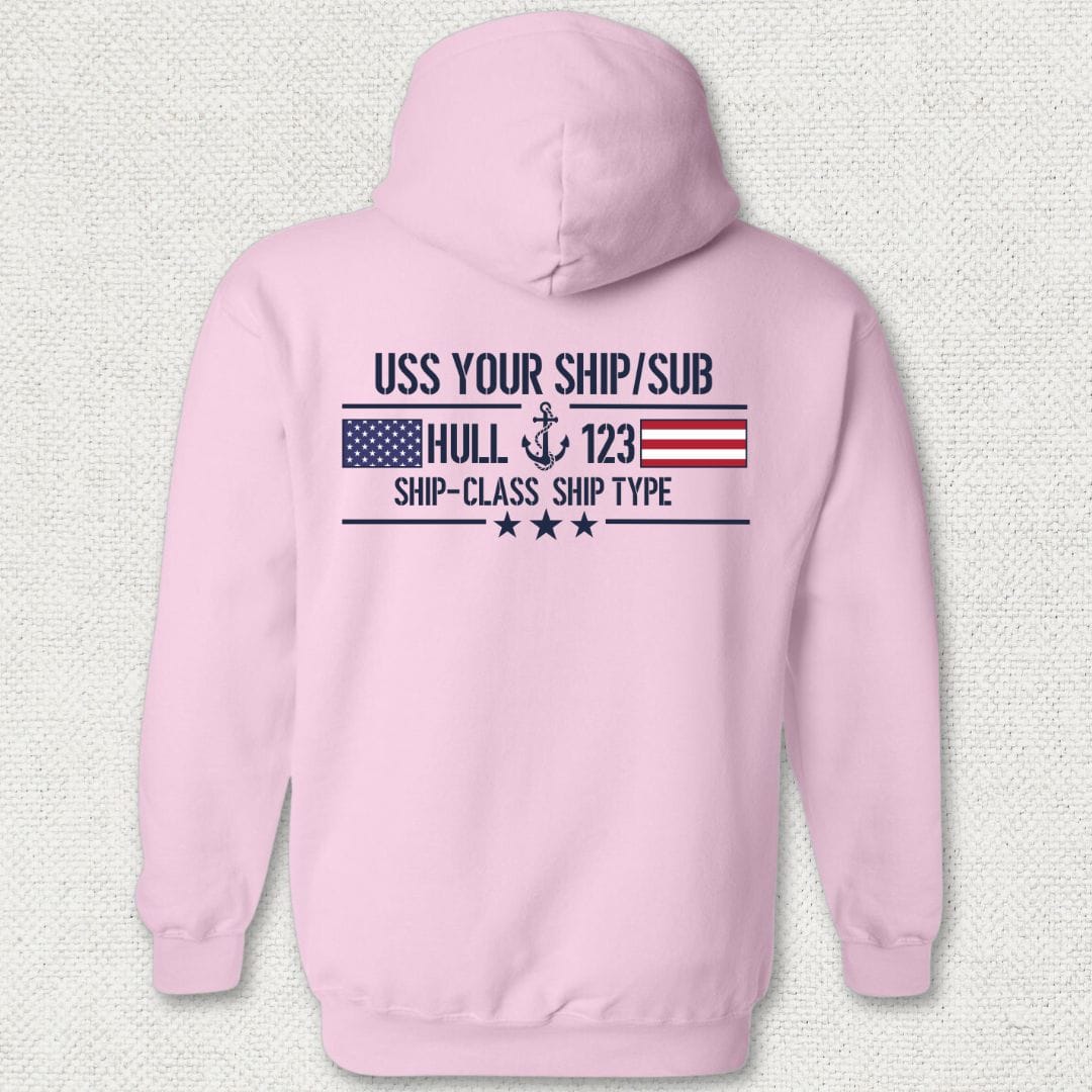 NavyHumor Hoodie Pink / S Flag & Anchor - Add Your Command Hoodie