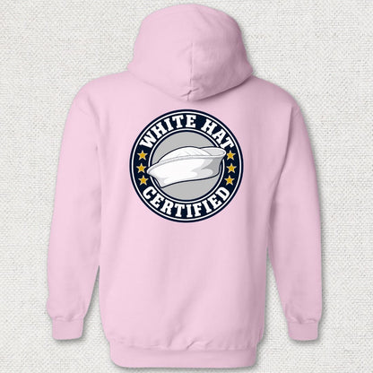 NavyHumor Hoodie Pink / S White Hat Certified Hoodie