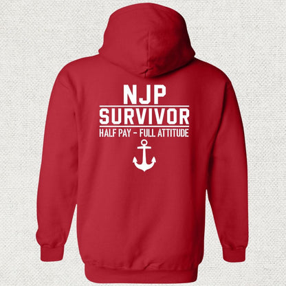 NavyHumor Hoodie Red / S NJP Survivor Half Pay Hoodie
