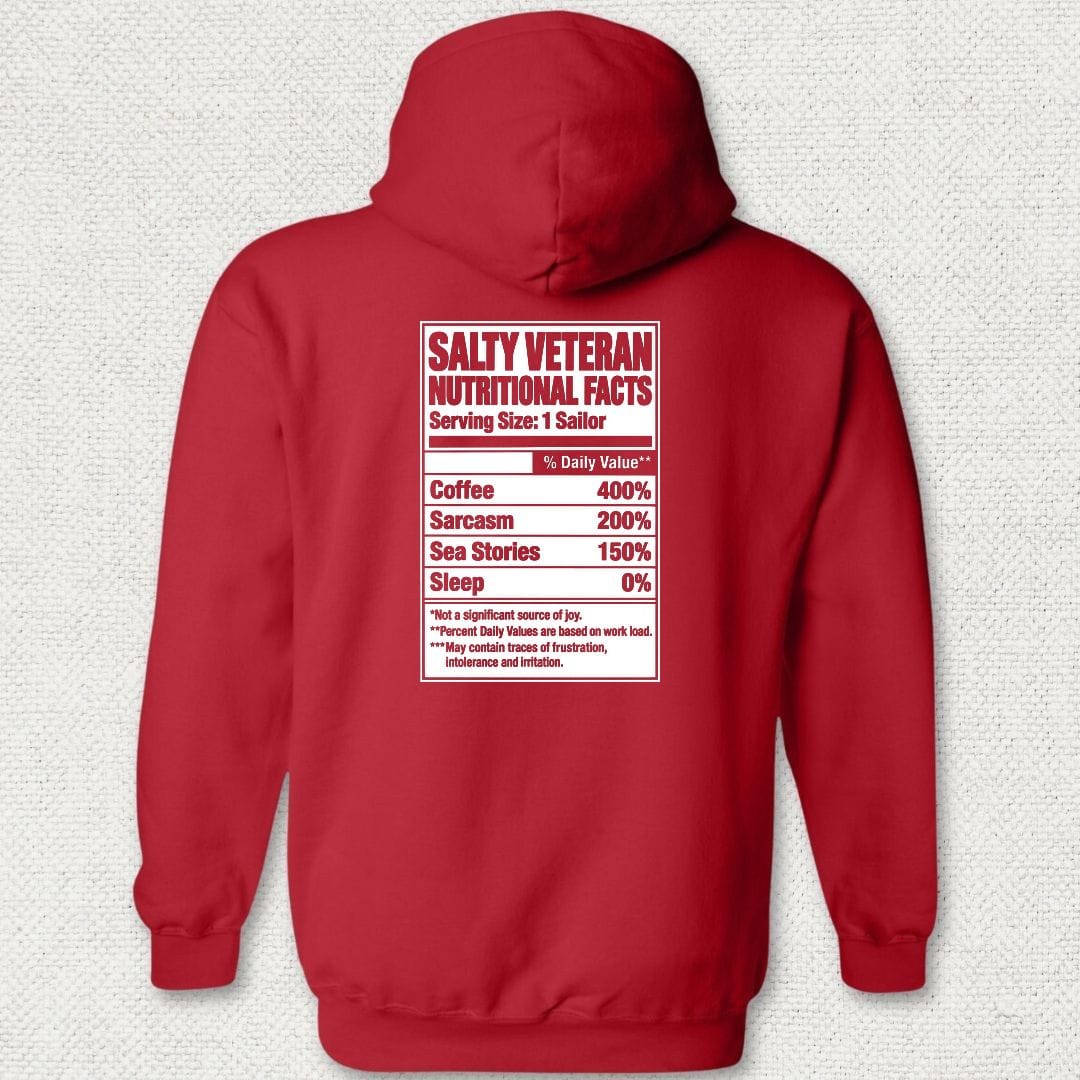 NavyHumor Hoodie Red / S Salty Veteran Nutritional Facts Hoodie