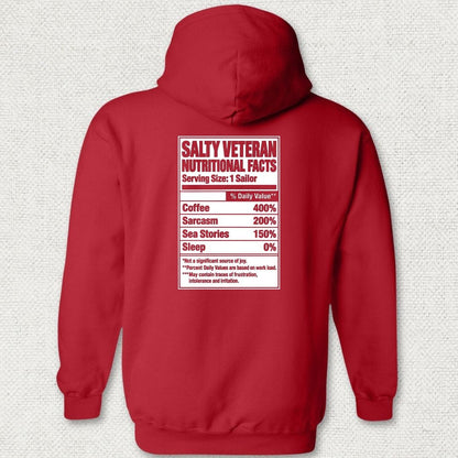 NavyHumor Hoodie Red / S Salty Veteran Nutritional Facts Hoodie